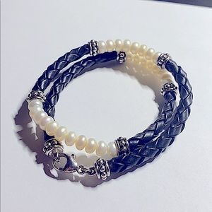 Pearl Leather SS bracelet/choker